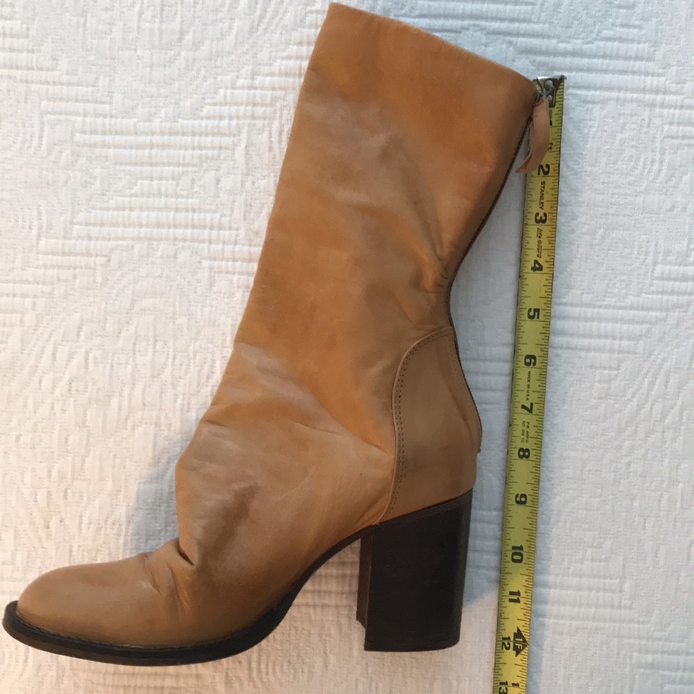 Free People Elle Camel Tan Buttery Leather Boots Bootie Block Heel 8 - Picture 15 of 17